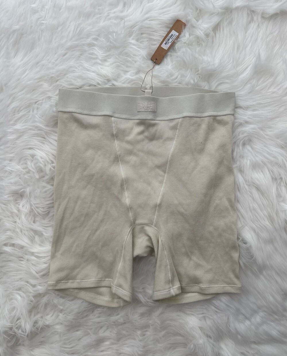 Skims Cotton Rib Boxer Bone Size Small